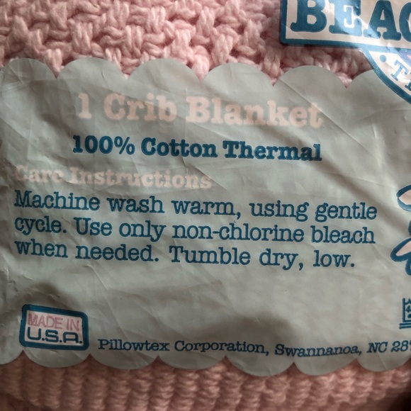 100% Cotton Thermal Crib Light Pink Baby Blanket. New Vintage from Late ‘90’s - Picture 4 of 7
